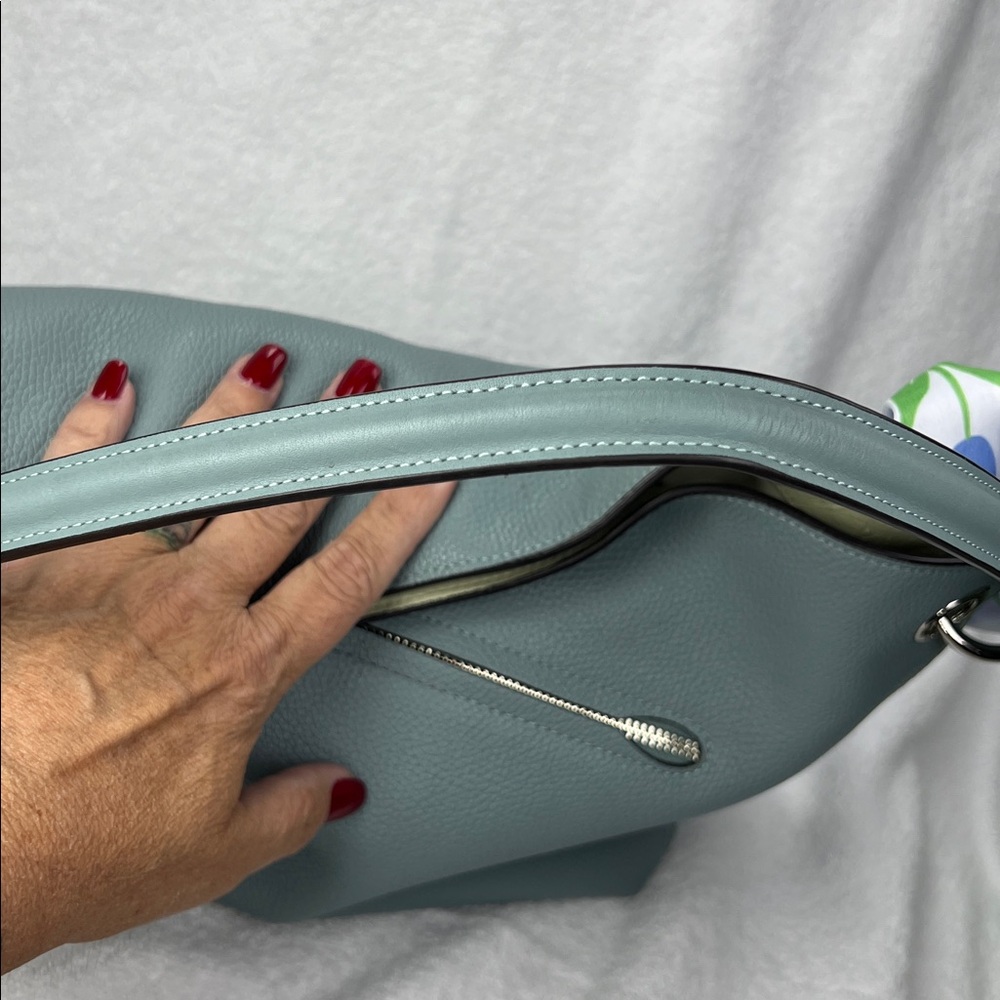 Coach 2019 Light Blue Shoulder Bag with Floral Scarf - Picture 10 of 15